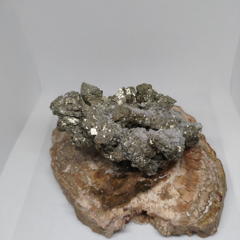 Cubic Pyrite Crystal Cluster on White Quartz Matrix Specimen Ref: 0162