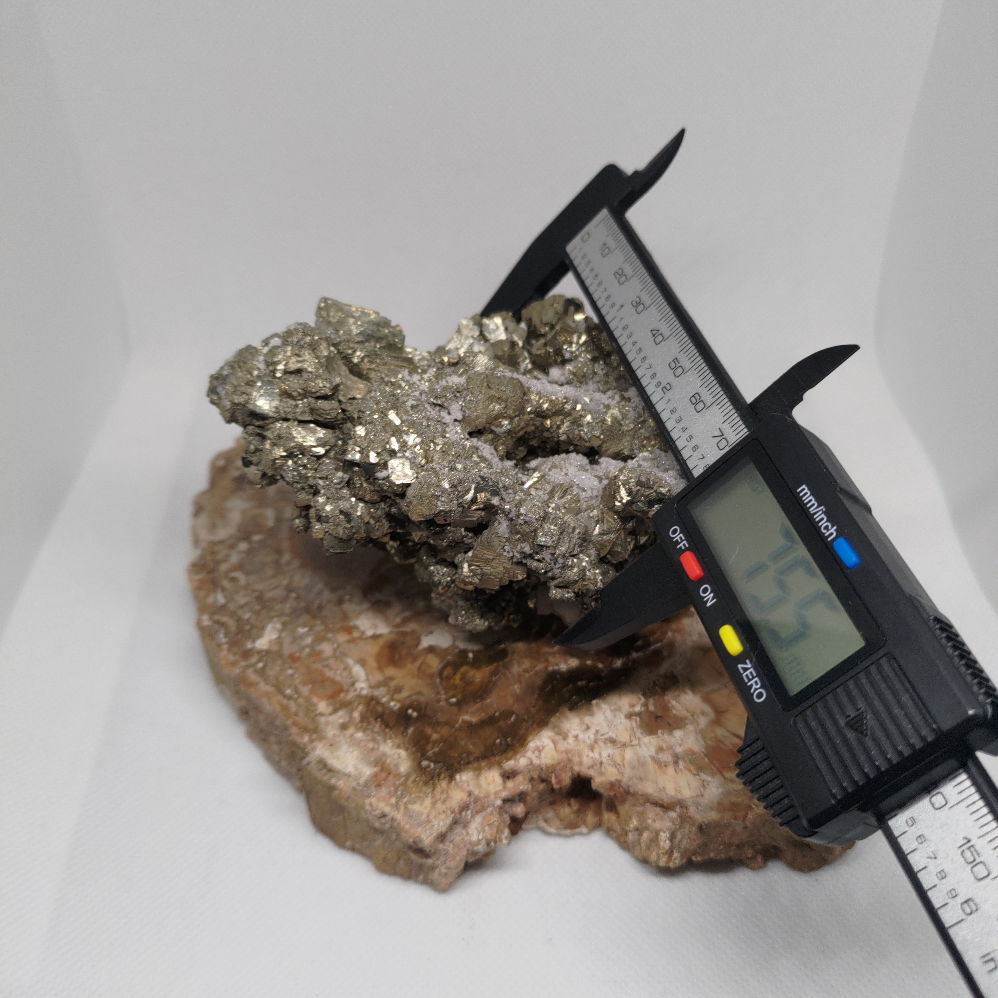 Cubic Pyrite Crystal Cluster on White Quartz Matrix Specimen Ref: 0162