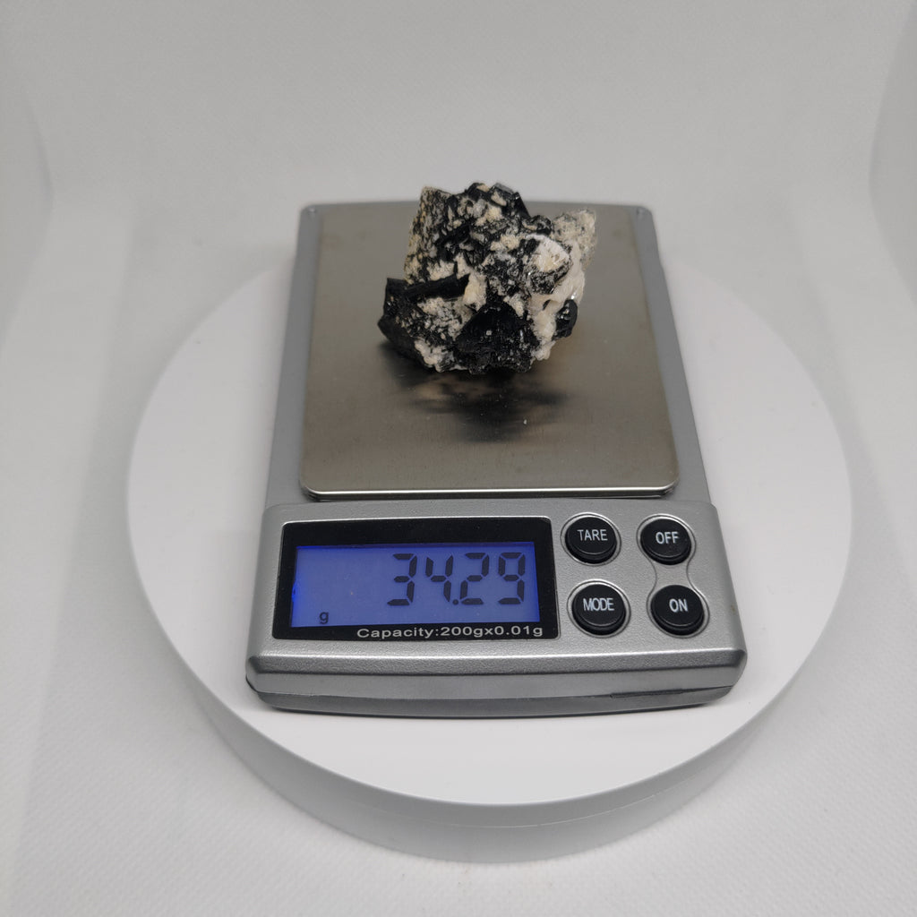 Pakistani Black Tourmaline on Albite Specimen Ref: 0164