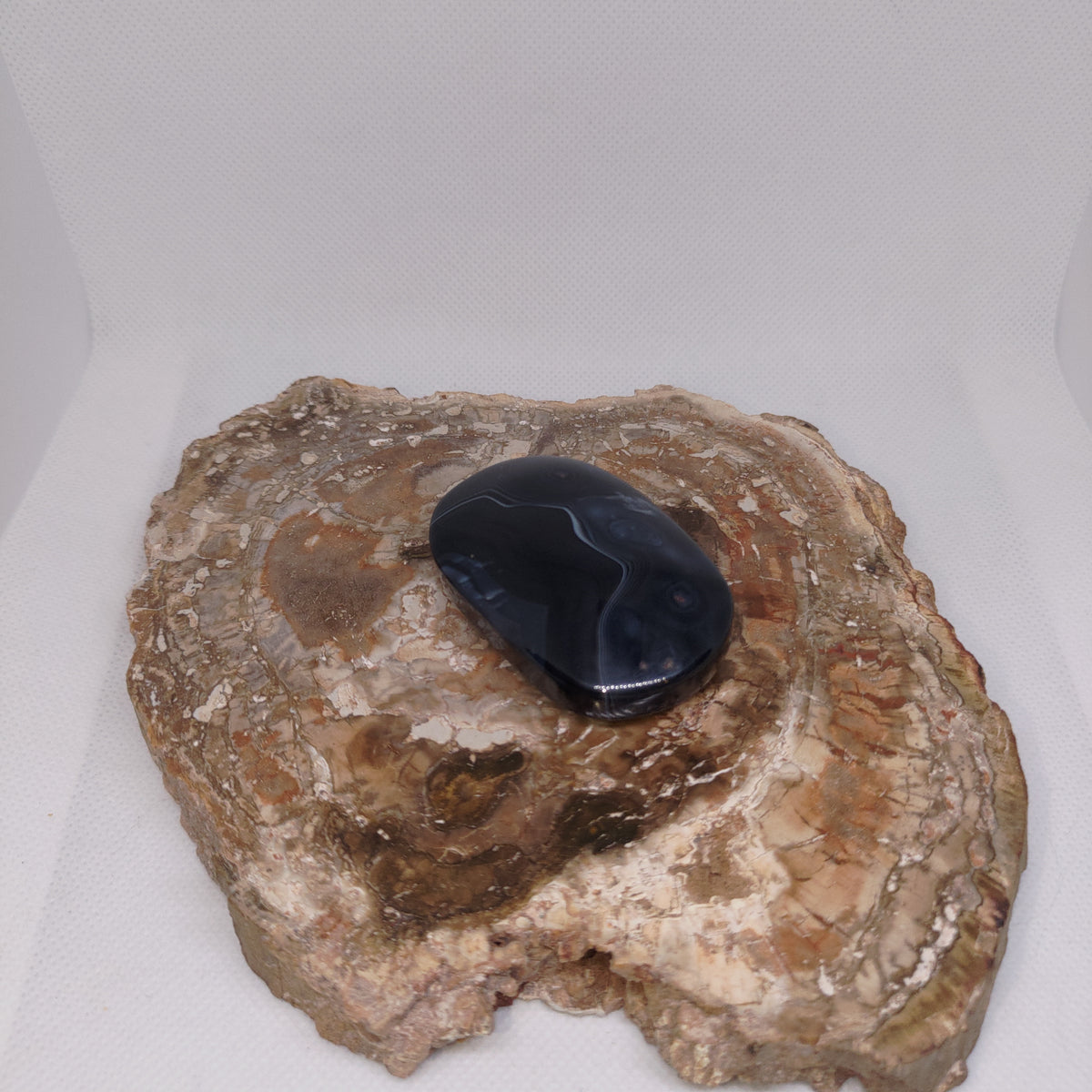Black Banded Agate Palm Stone Ref: 0414