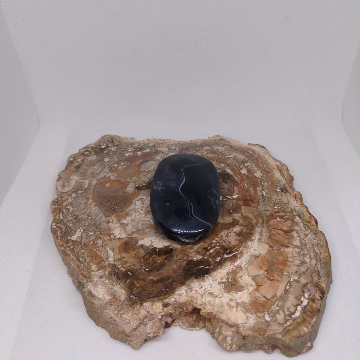 Black Banded Agate Palm Stone Ref: 0414