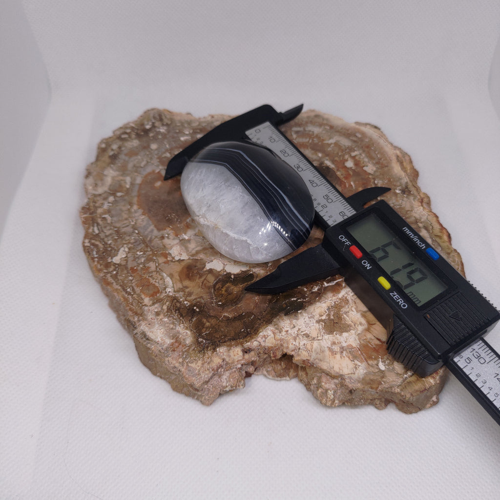 Black Banded Agate Palm Stone Ref: 0415