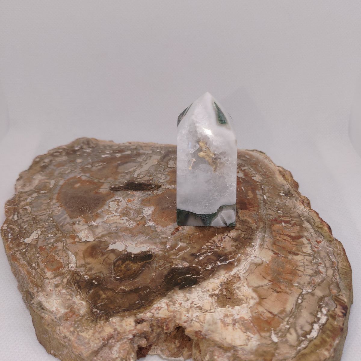 Moss Agate Tower With Sparkling Druzy Cavity – Botanical Growth, Abundance & Cosmic Portals 🌿✨ Ref: 0421