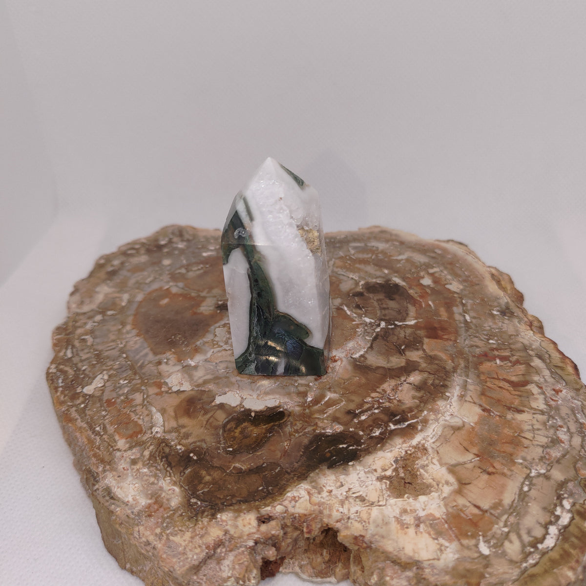 Moss Agate Tower With Sparkling Druzy Cavity – Botanical Growth, Abundance & Cosmic Portals 🌿✨ Ref: 0421